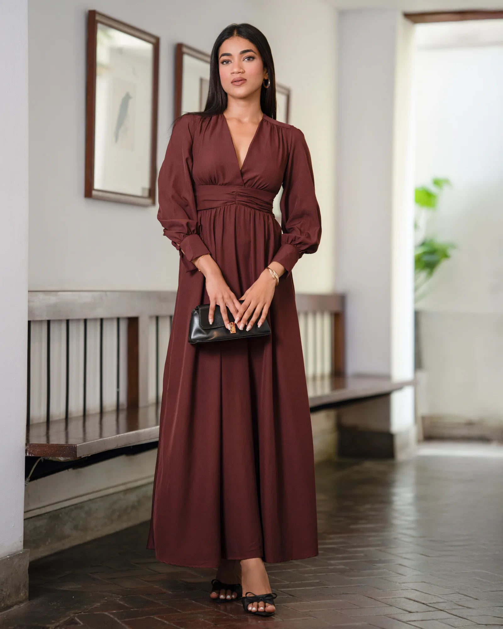 tinslee long sleeve midi dress Teal Wool Midi Dress with Fit and Flare Silhouette and Long Sleeves Green / M