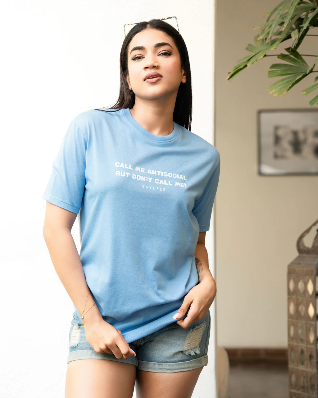 Bayleee Soho Blue Oversized Tee
