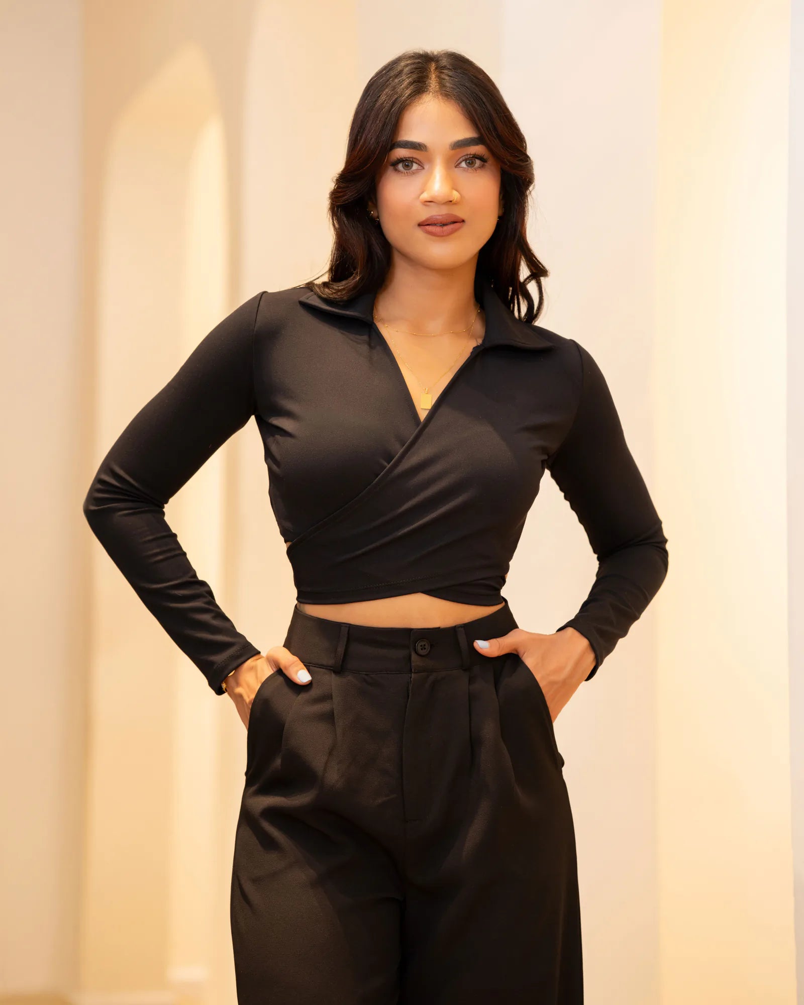 Bayleee Tanisha Black Crop Top