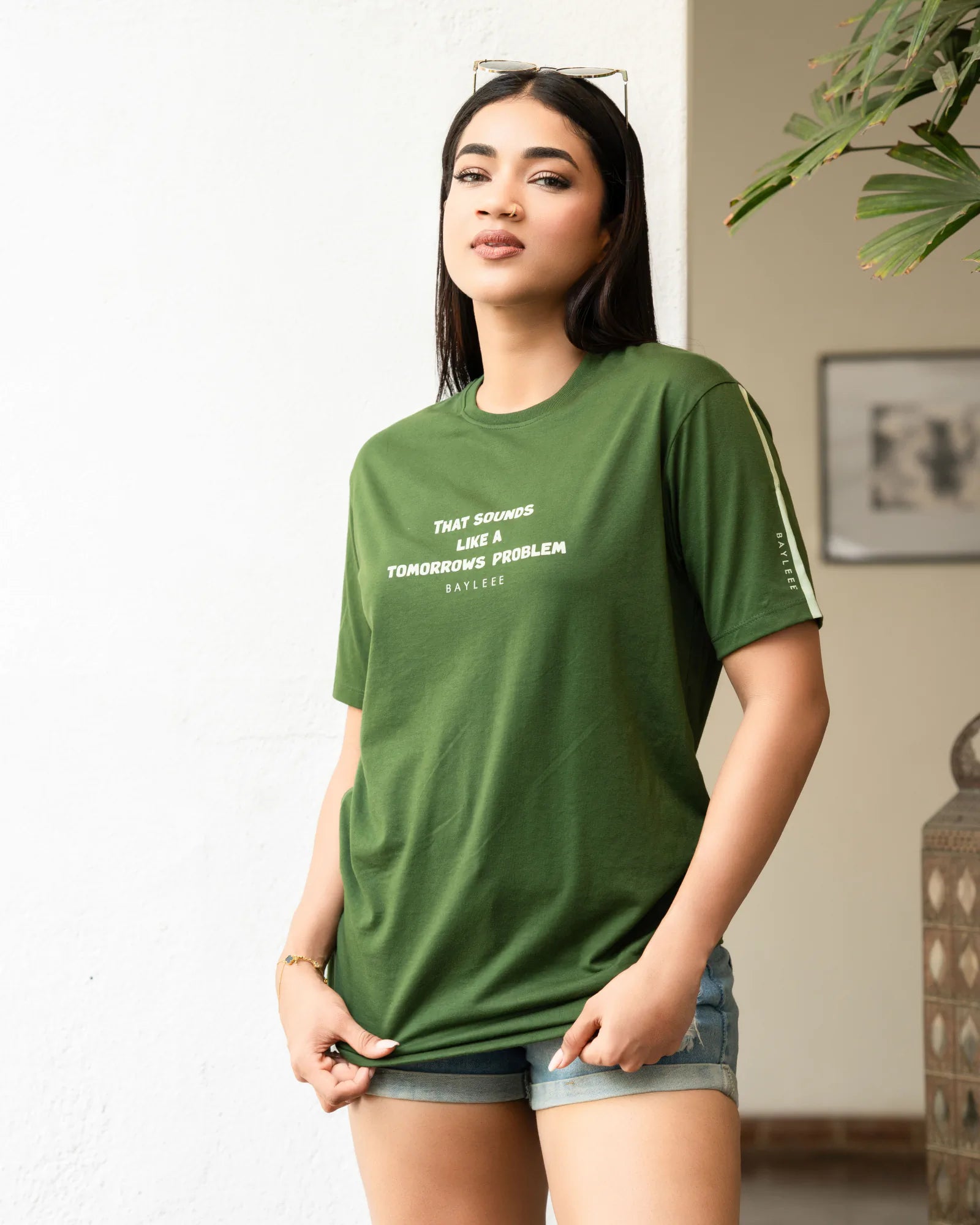 Bayleee Faiz Green Oversized Tee