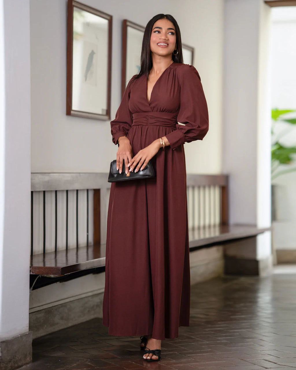 Bayleee Tinsie Long Sleeve Maxi Dress