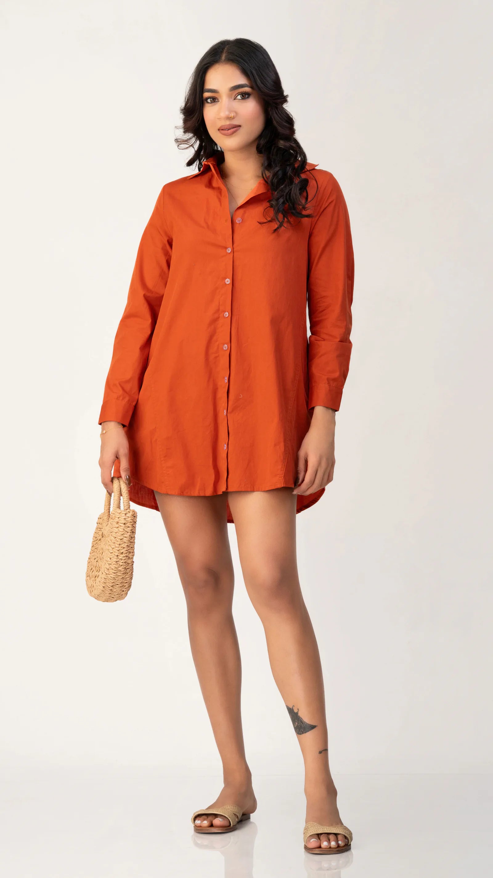Bayleee Adira Mud Orange Shirt Dress