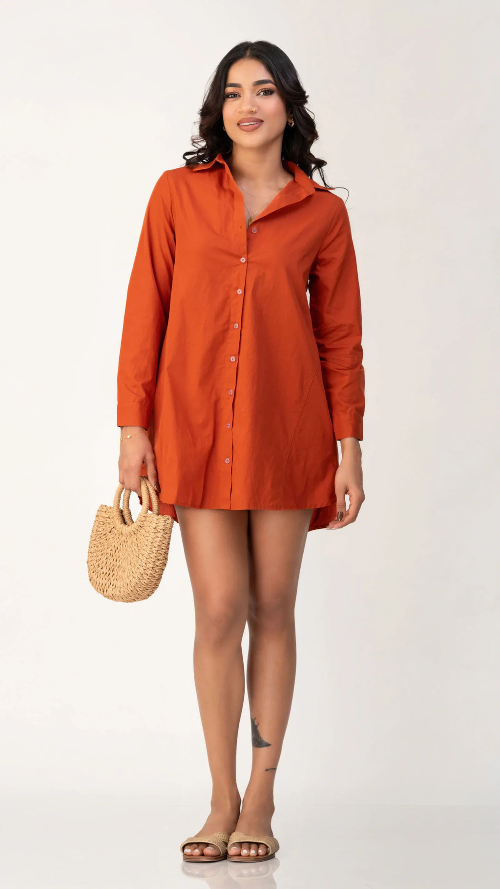 Bayleee Adira Mud Orange Shirt Dress