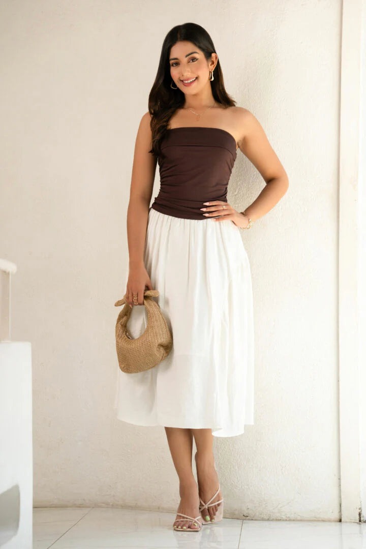 BAYLEEE ARANA WHITE MIDI SKIRT