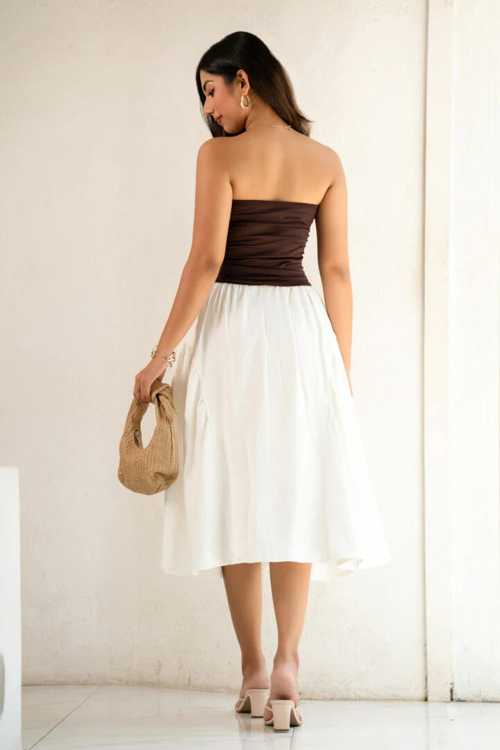 BAYLEEE ARANA WHITE MIDI SKIRT