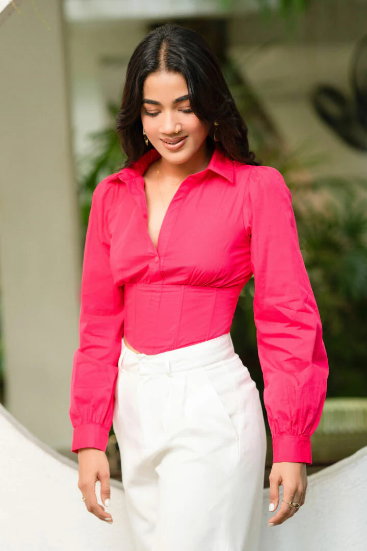 BAYLEEE SADIE PINK CORSET SHIRT