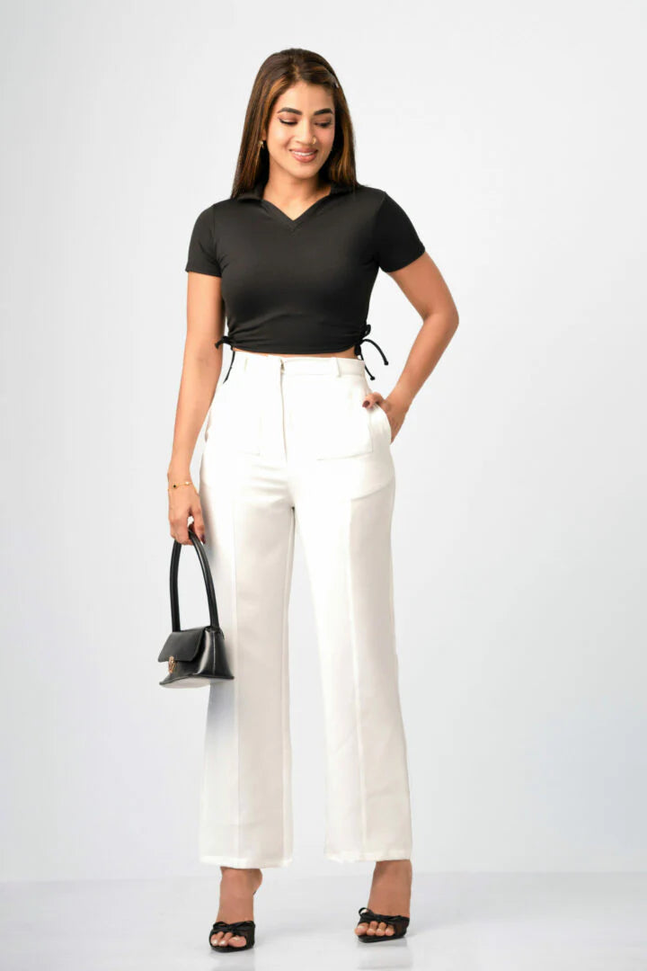 Bayleee Deliza White Straight Leg Pant