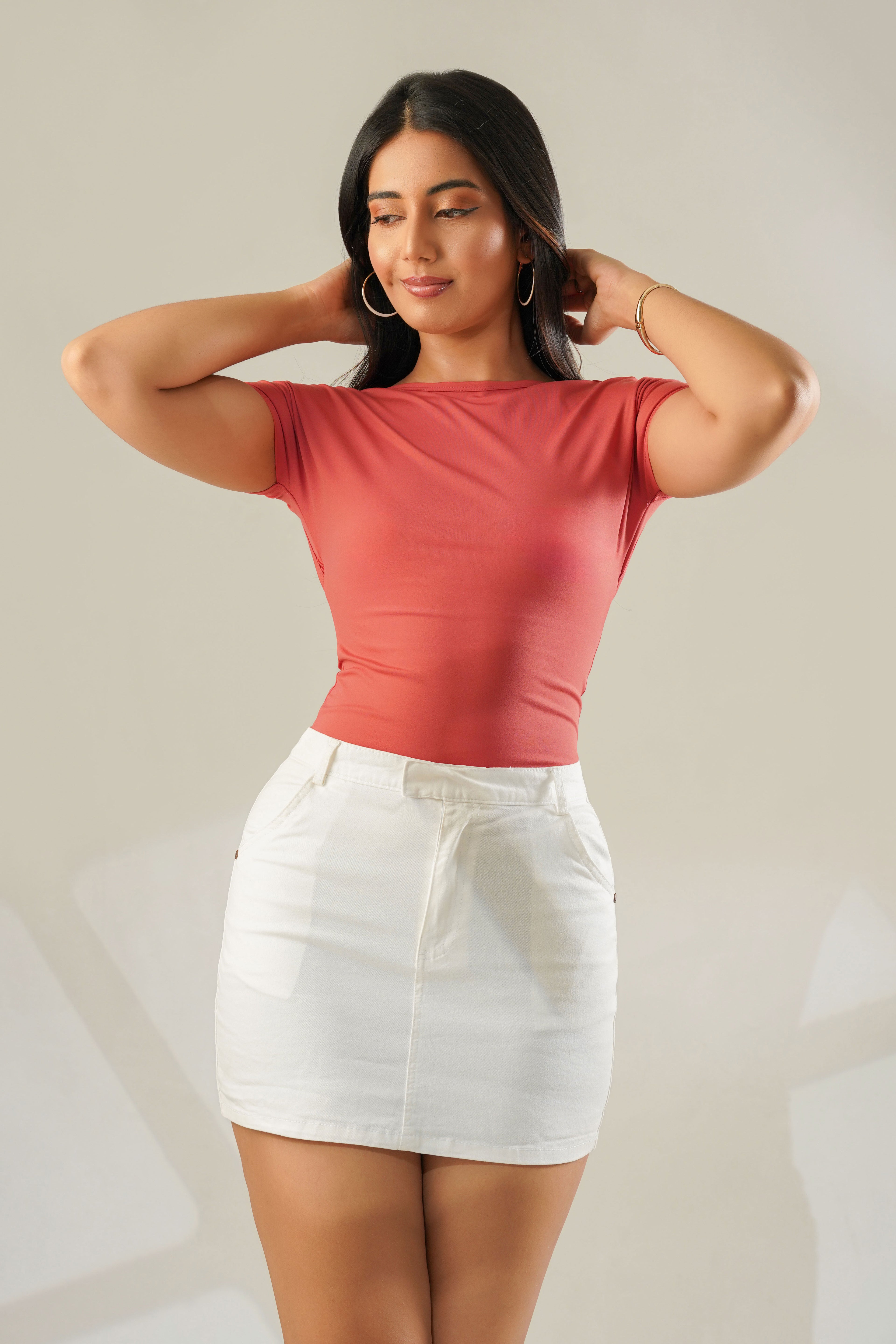 BAYLEEE BERRI PEACH BLACKLESS TOP