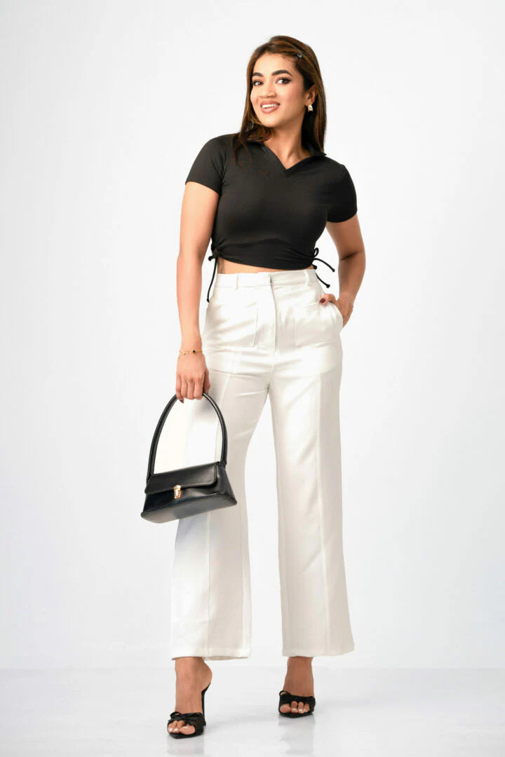 Bayleee Deliza White Straight Leg Pant