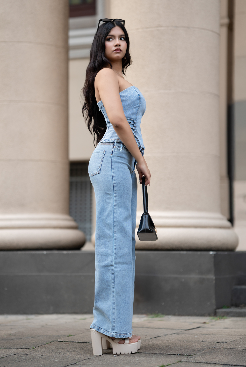 BAYLEEE SWISH DENIM TUBE TOP