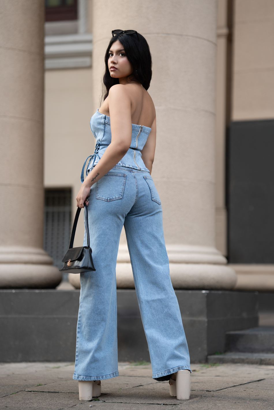 BAYLEEE SWISH DENIM TUBE TOP