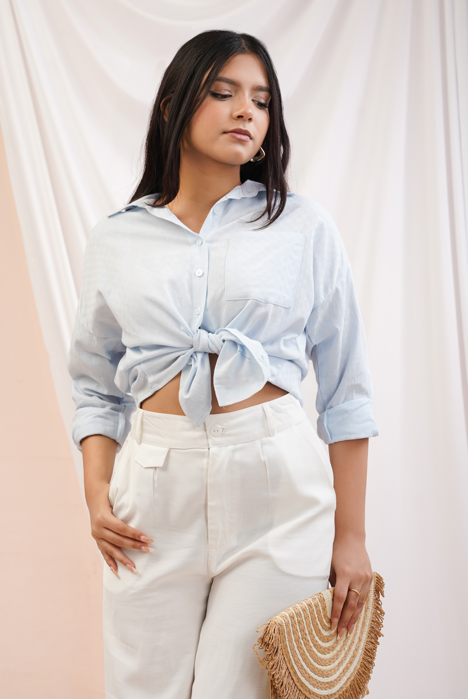 BAYLEEE KOSHA BLUE OVERSIZED SHIRT