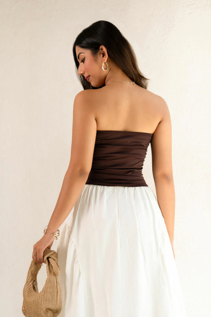 BAYLEEE LAVARA BROWN TUBE CROP TOP