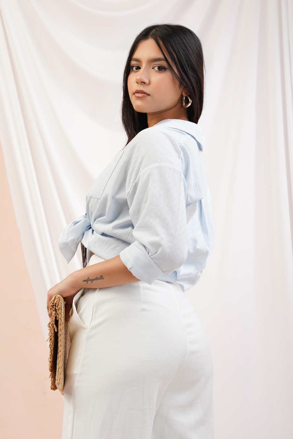 BAYLEEE KOSHA BLUE OVERSIZED SHIRT