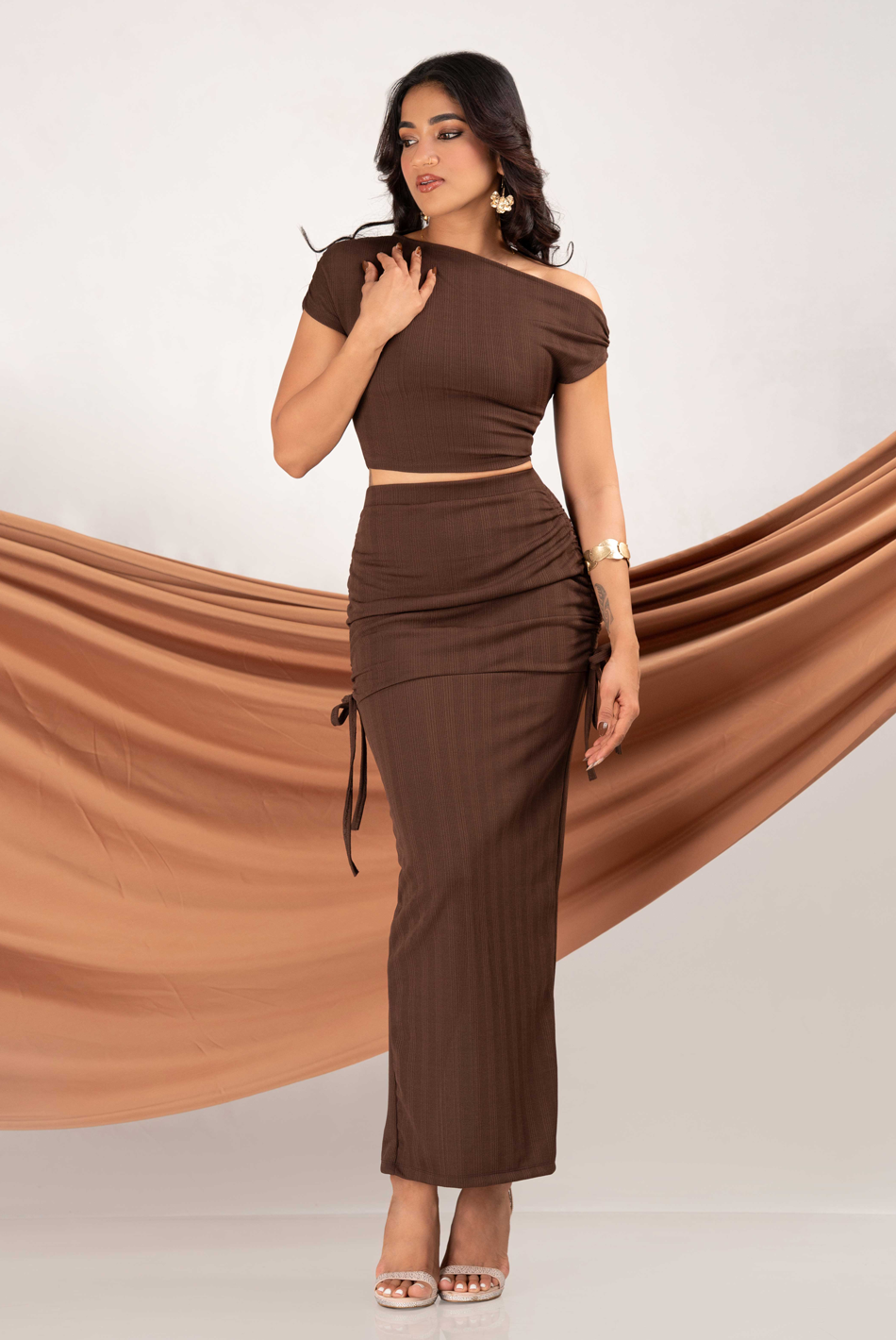 BAYLEEE FARREN RUCHED MAXI SKIRT