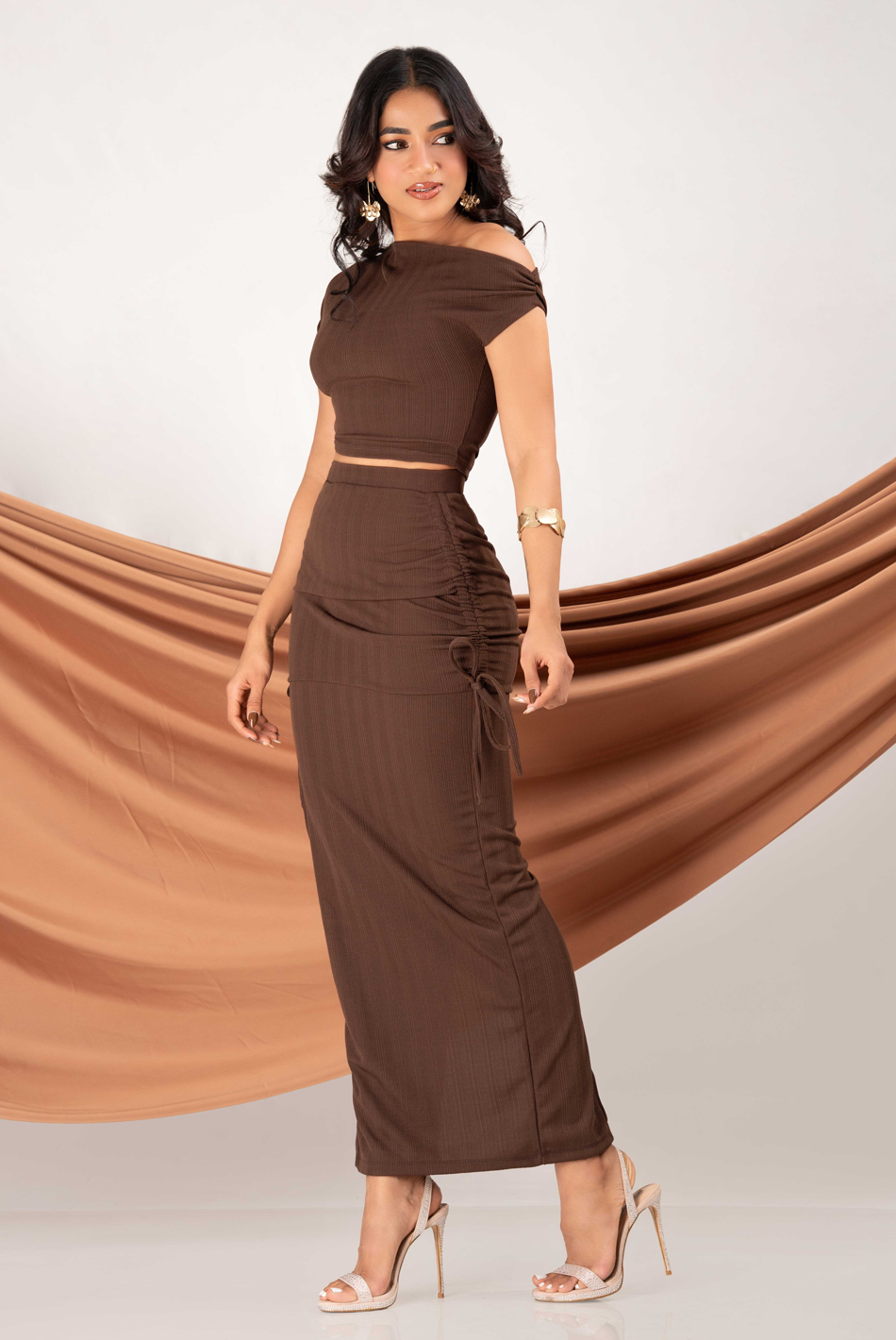 BAYLEEE FARREN RUCHED MAXI SKIRT