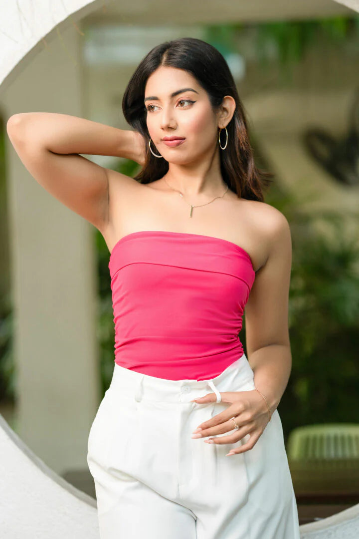 BAYLEEE LAVARA PINK TUBE CROP TOP