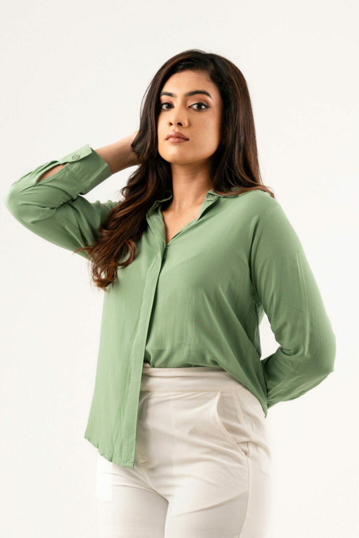 Bayleee Light Green Basic Shirt