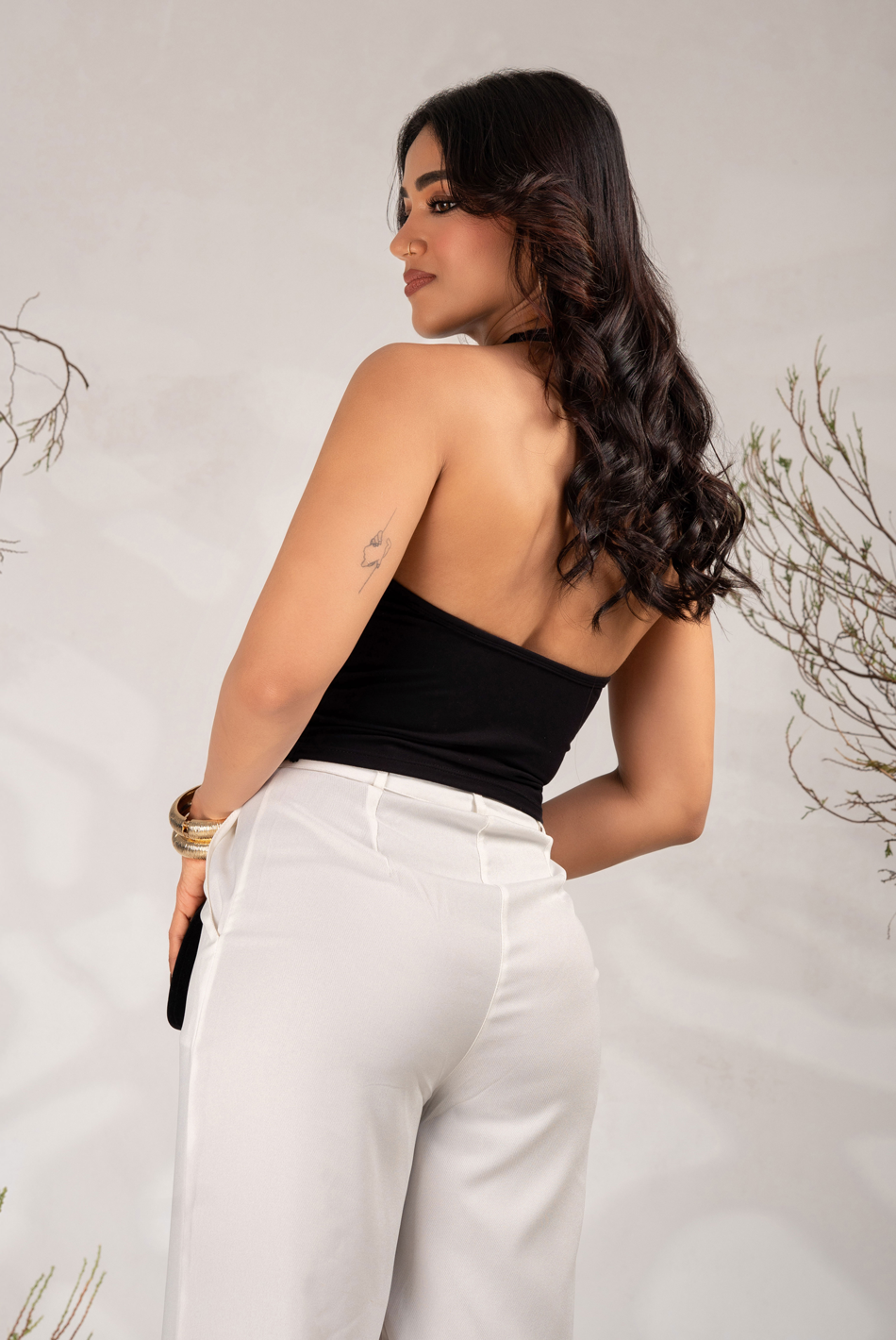 BAYLEEE AZRINA FRONT RUCHED HALTER TOP