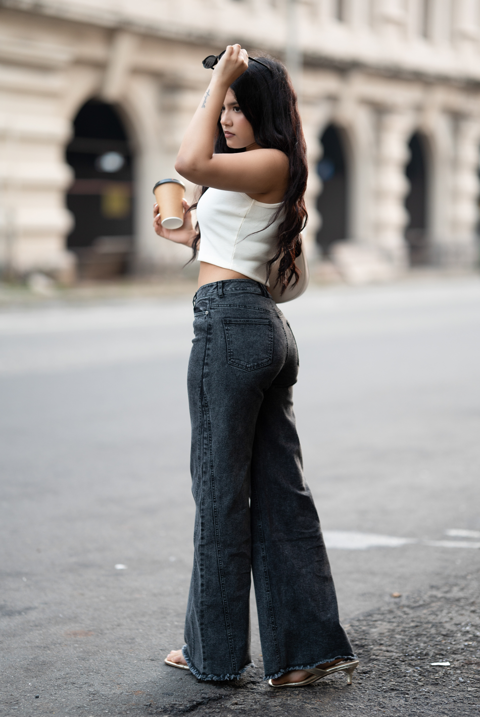 BAYLEEE NOIR BLACK WIDE LEG JEAN