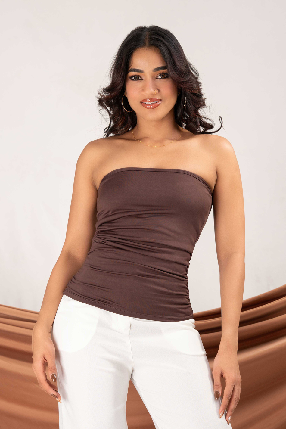 BAYLEEE ELVI BROWN TUBE TOP