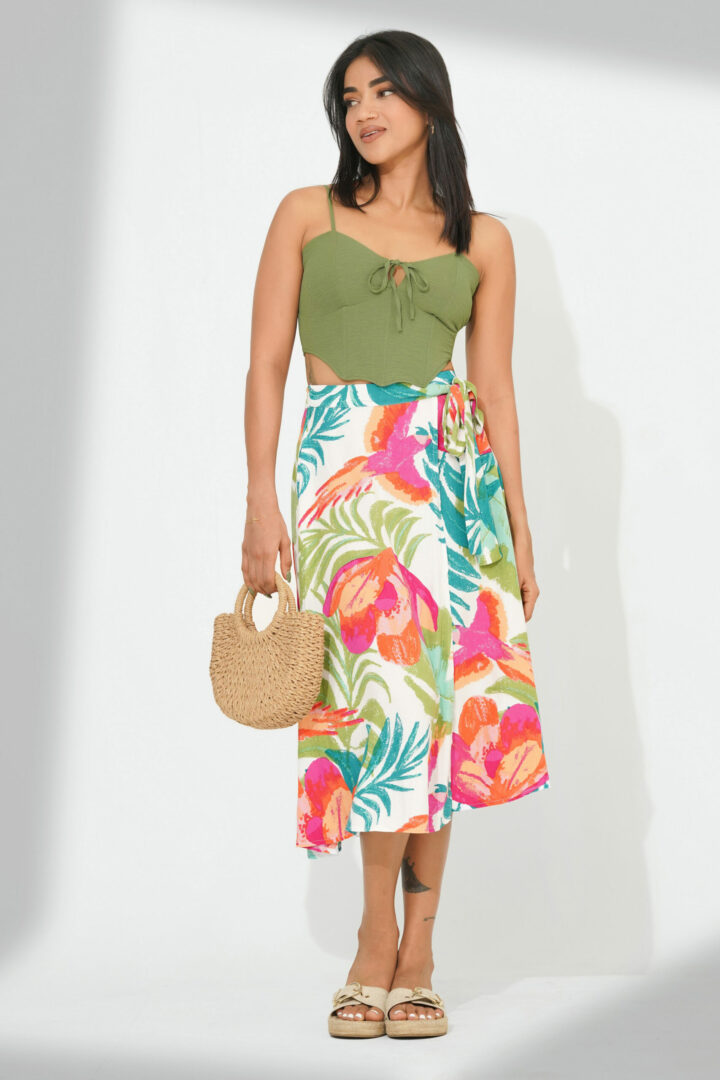 Bayleee Layla Printed Midi Skirt