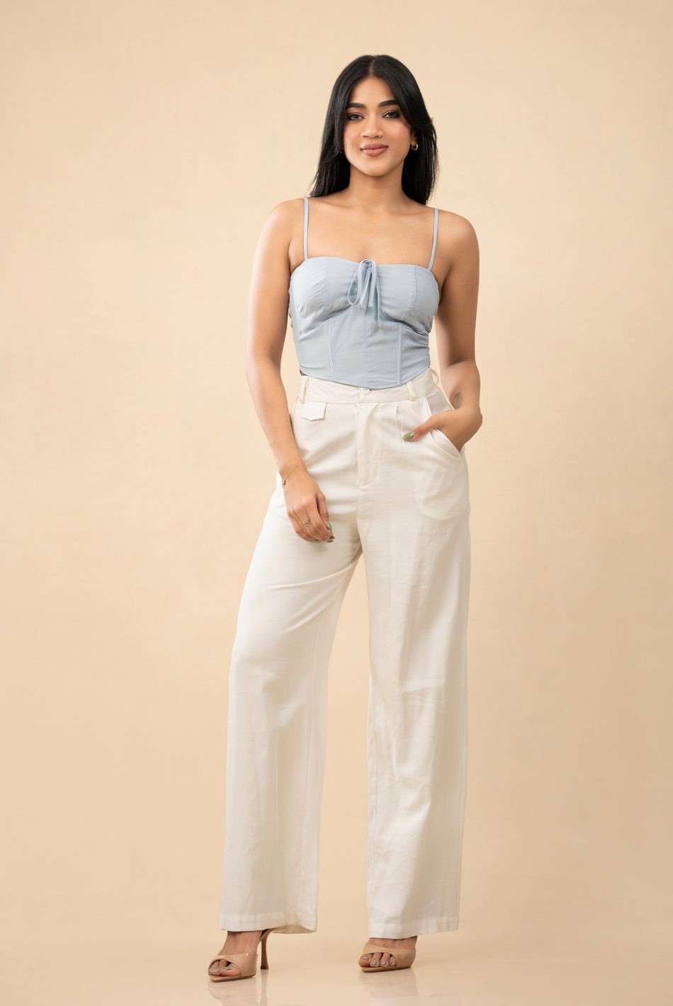 BAYLEEE ELVIRE BLUE STRAPY TOP