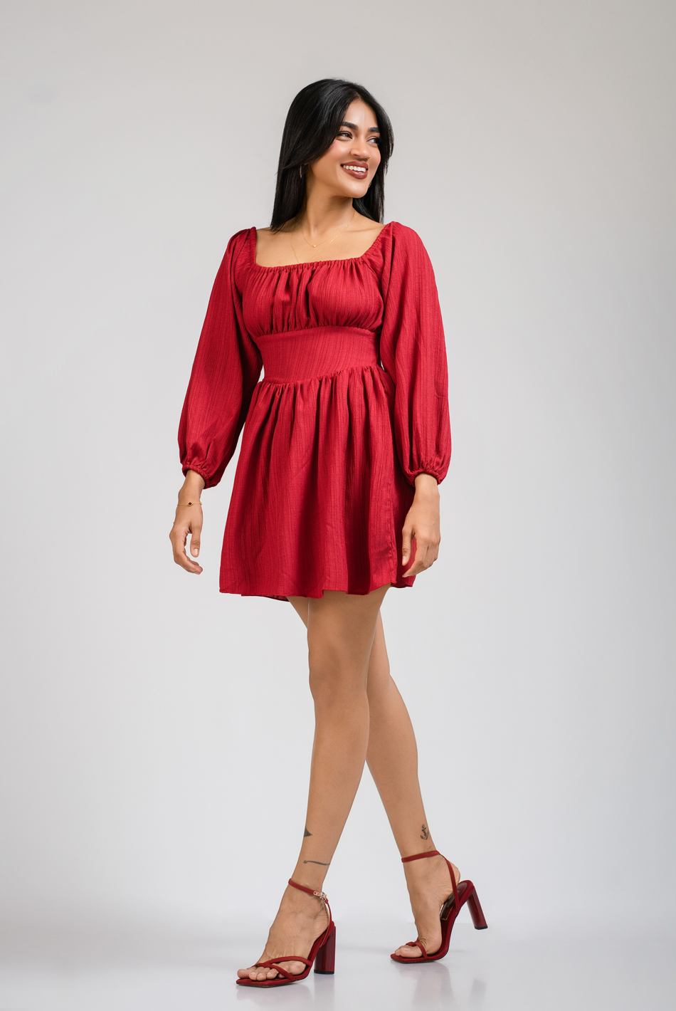 BAYLEEE INEZ MAROON MINI DRESS