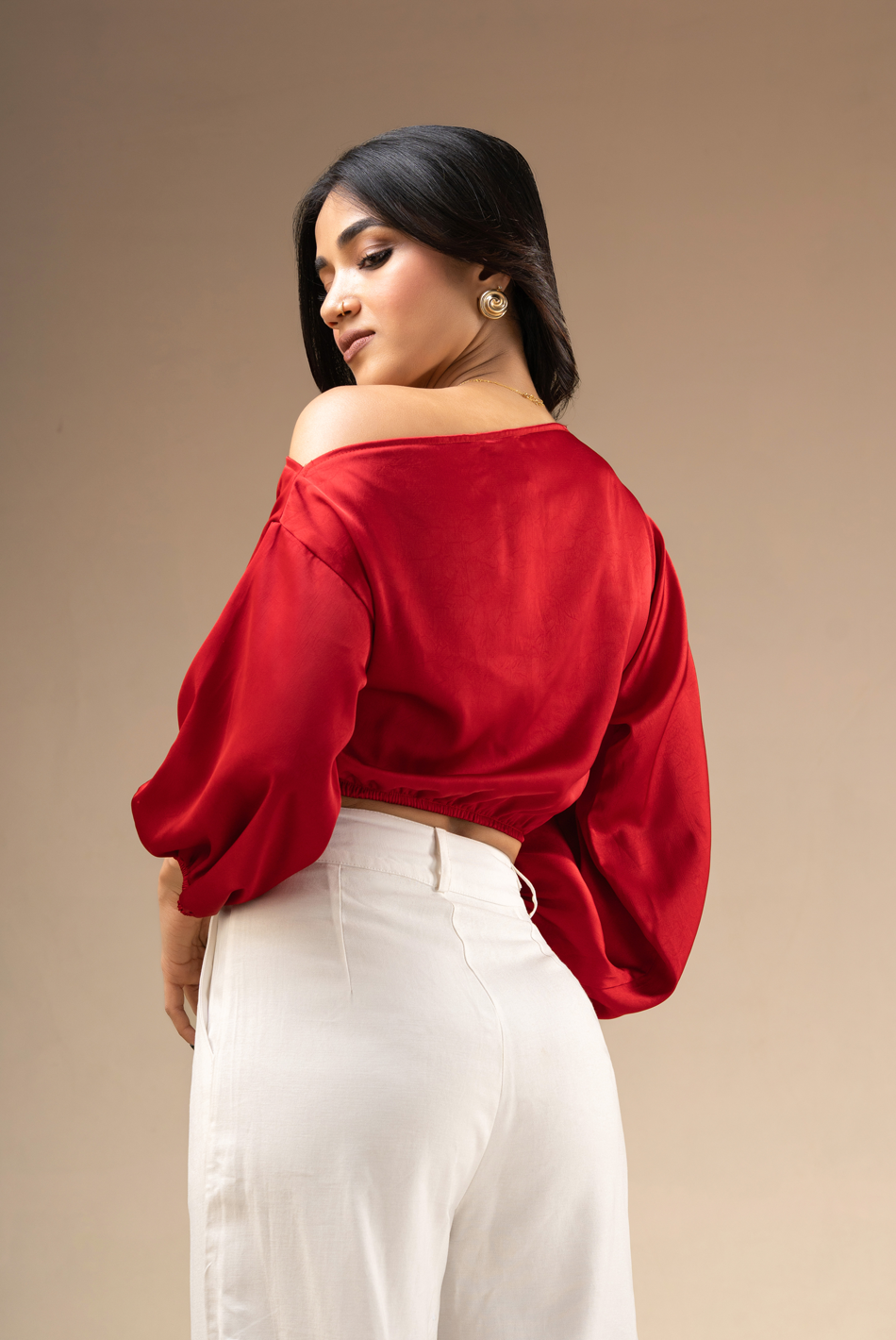 BAYLEEE YEHLI RED OFF SHOULDER TOP