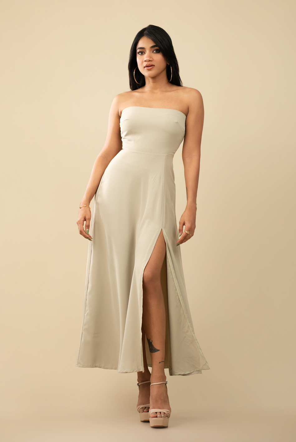 BAYLEEE VEYLIA OLIVE GREEN MAXI DRESS