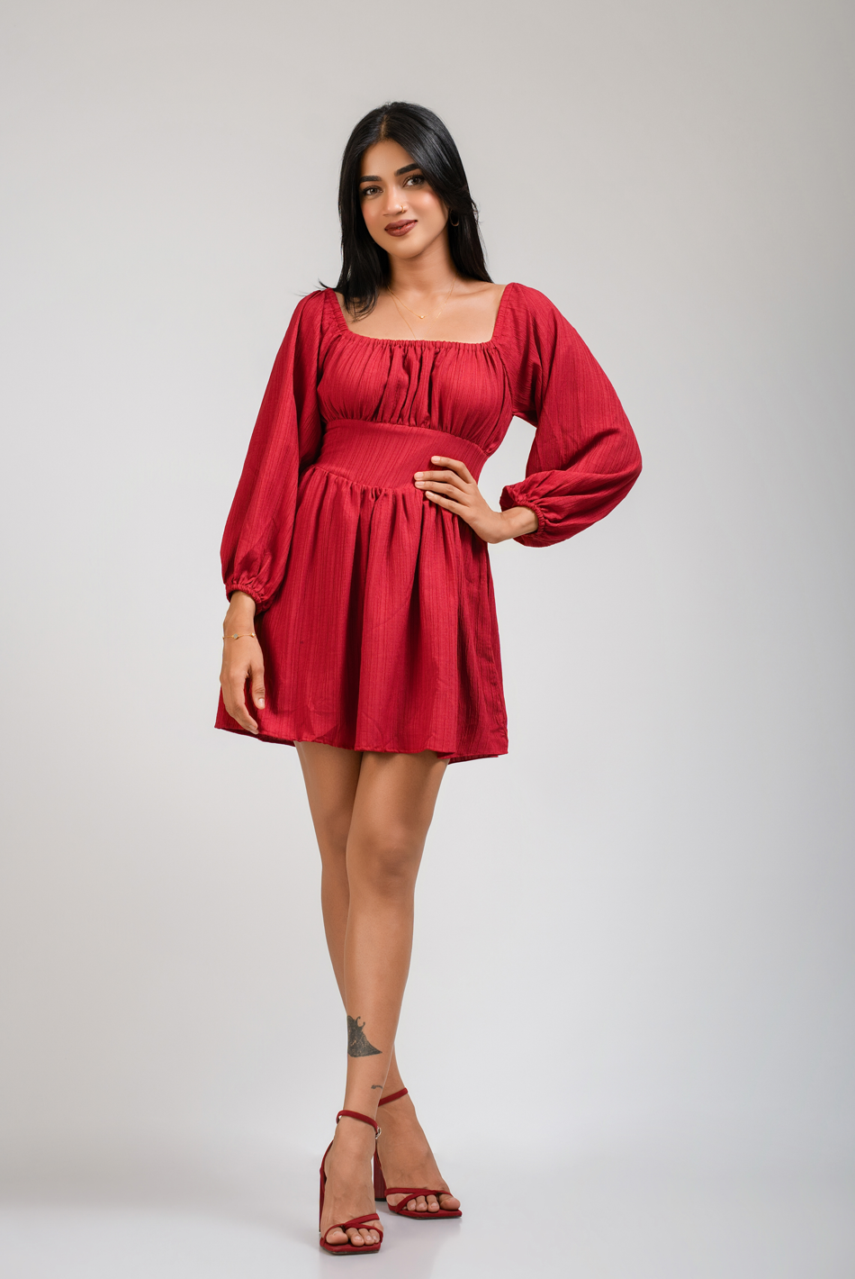 BAYLEEE INEZ MAROON MINI DRESS