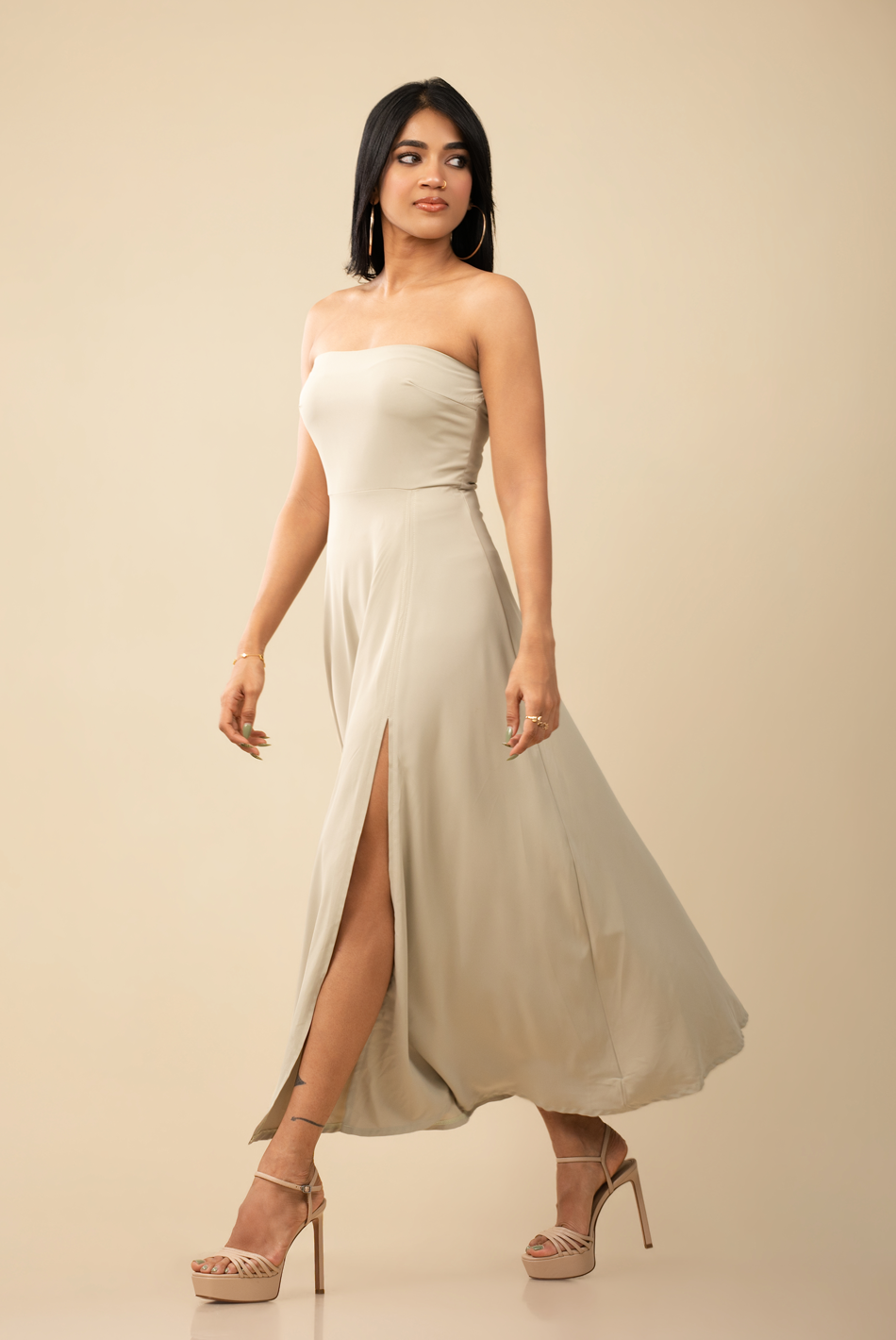 BAYLEEE VEYLIA OLIVE GREEN MAXI DRESS
