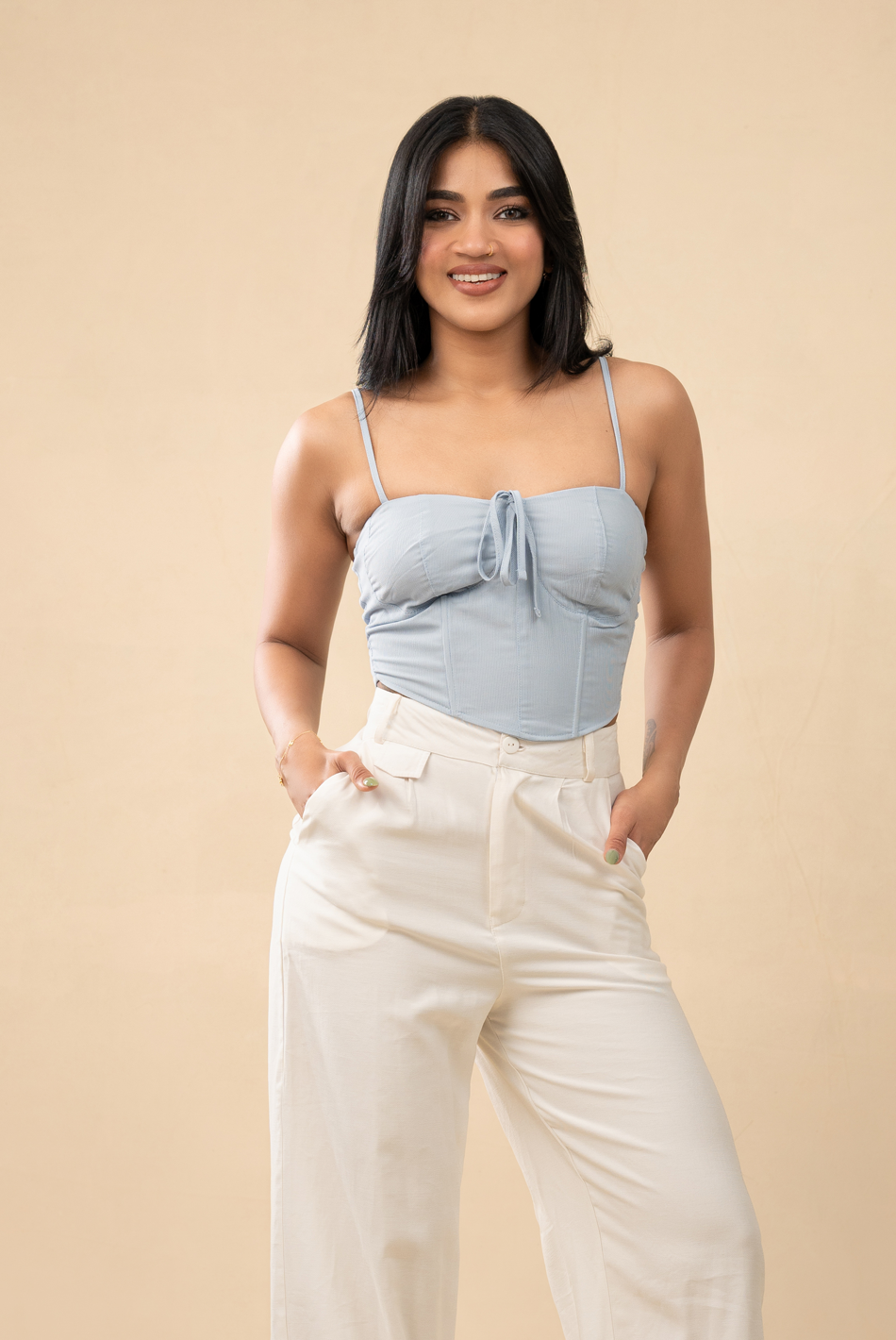 BAYLEEE ELVIRE BLUE STRAPY TOP