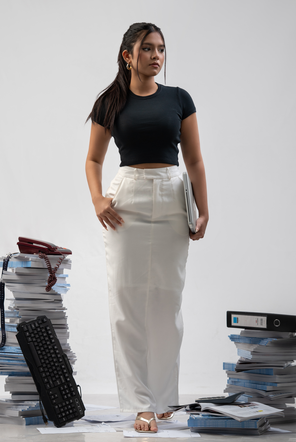 BAYLEEE HARLOW WHITE MAXI SKIRT