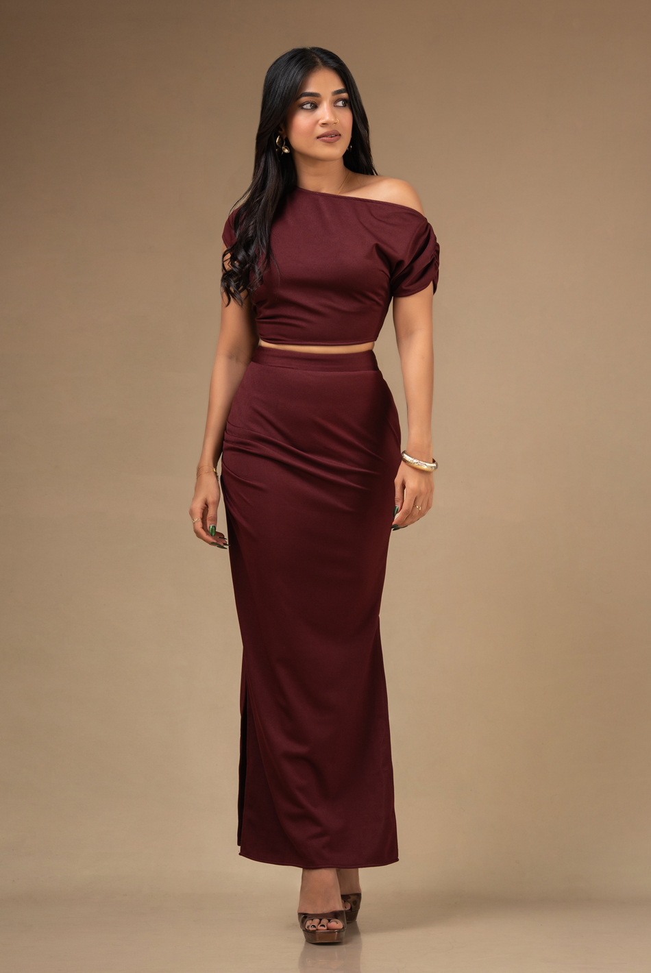 BAYLEEE ROSSE SIDE PLEATED SKIRT
