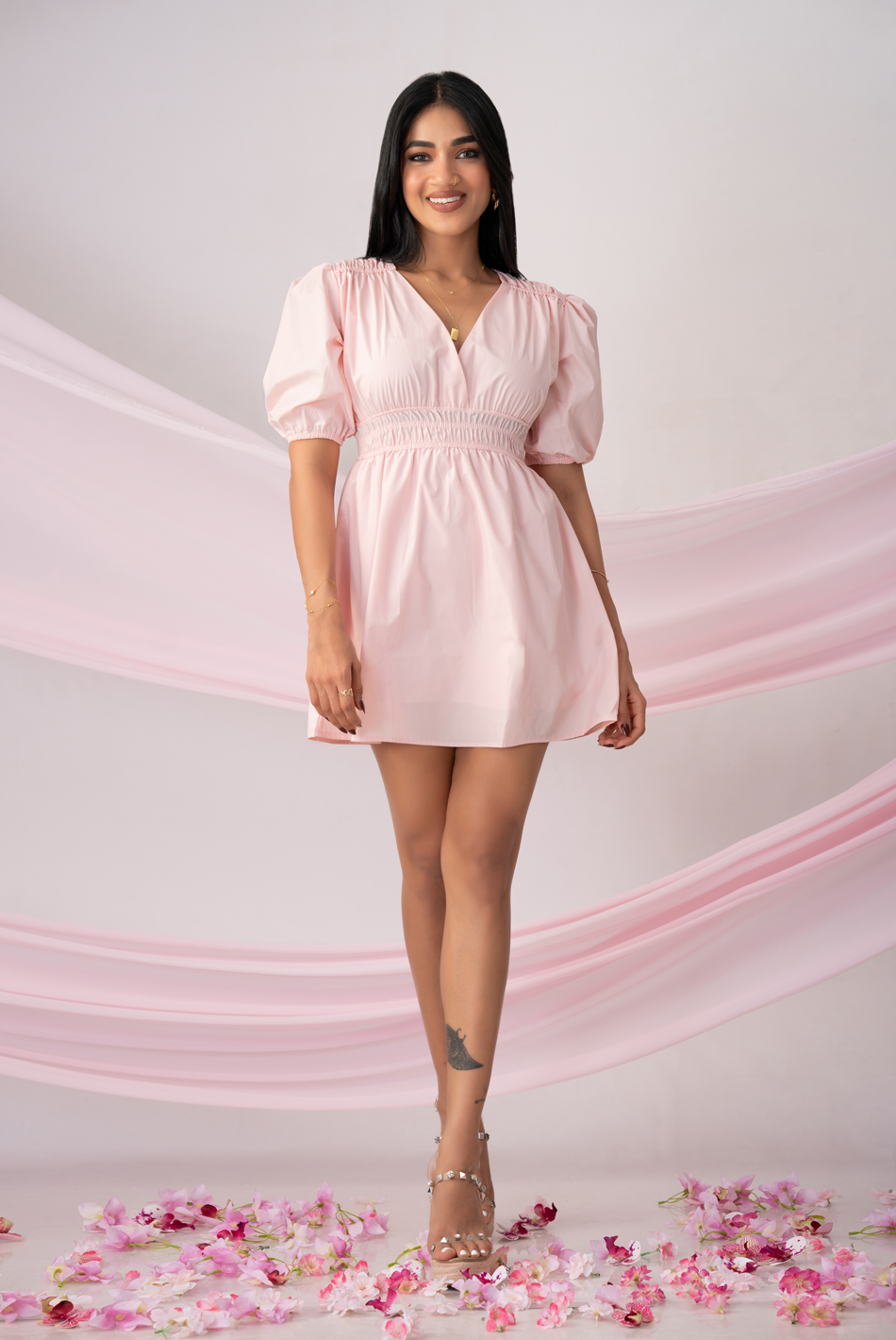 BAYLEEE ORIANA LIGHT PINK MINI DRESS