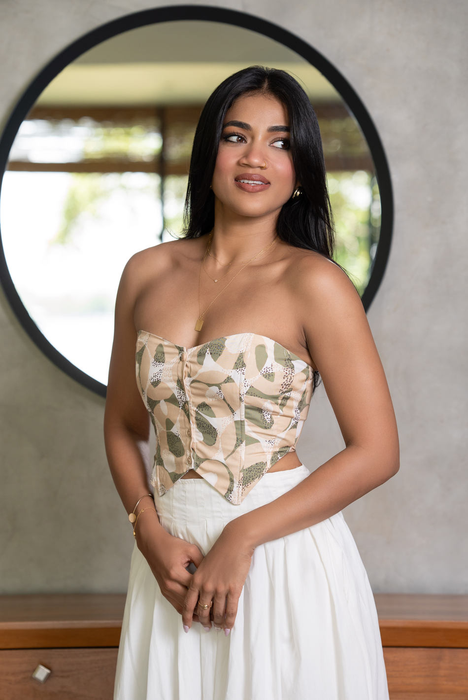 BAYLEEE ESMEE GREEN PRINTED TUBE TOP