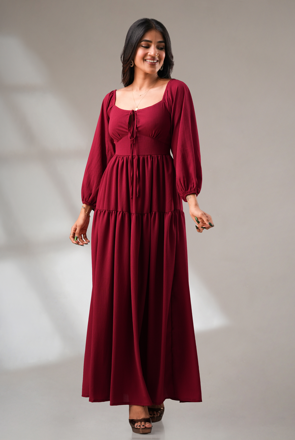 BAYLEEE EMBRY MAROON MAXI DRESS