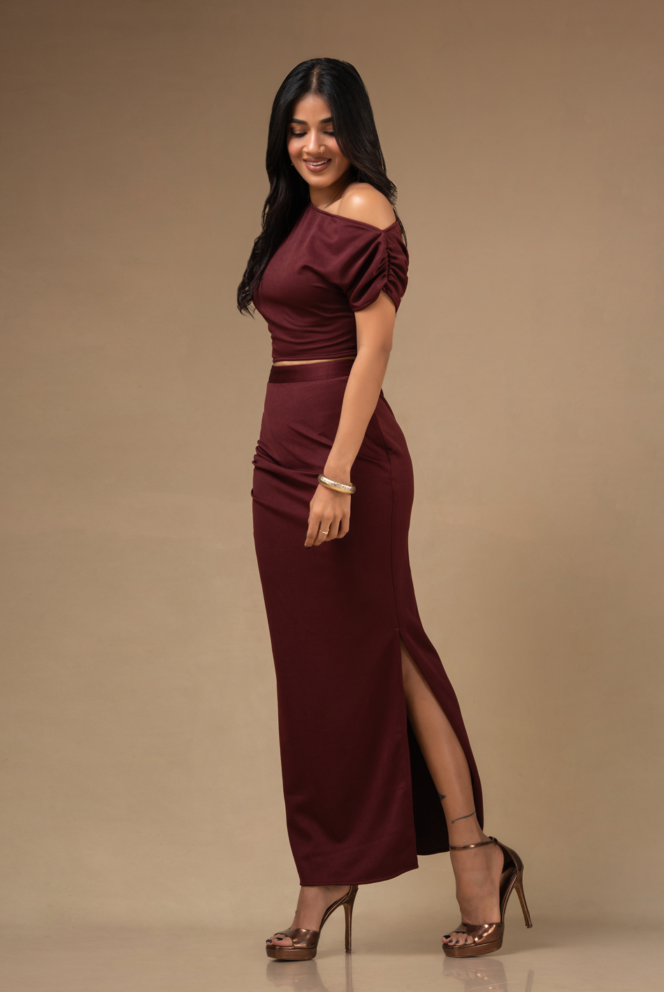 BAYLEEE ROSSE SIDE PLEATED SKIRT