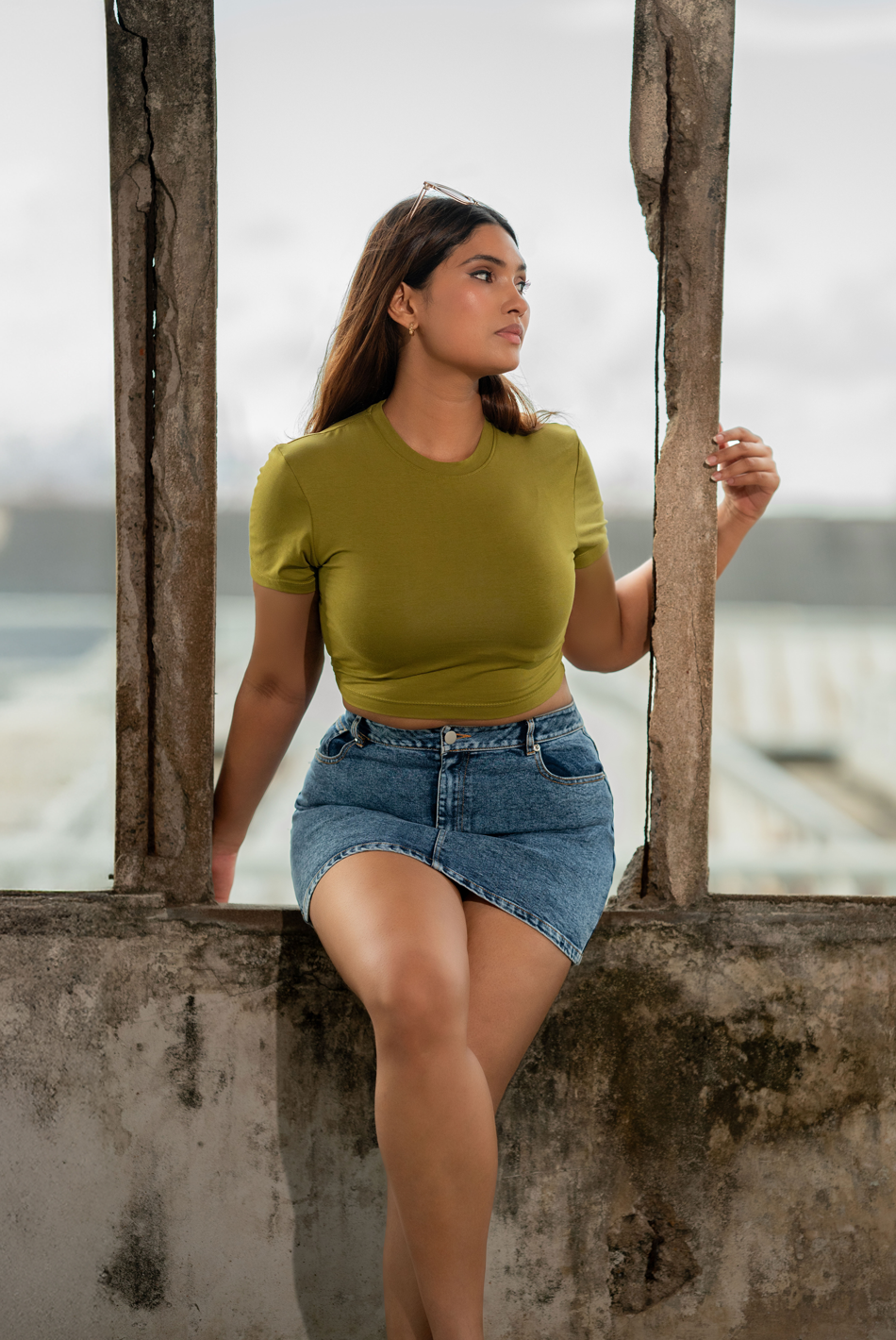 BAYLEEE SKYE GREEN CROP TOP