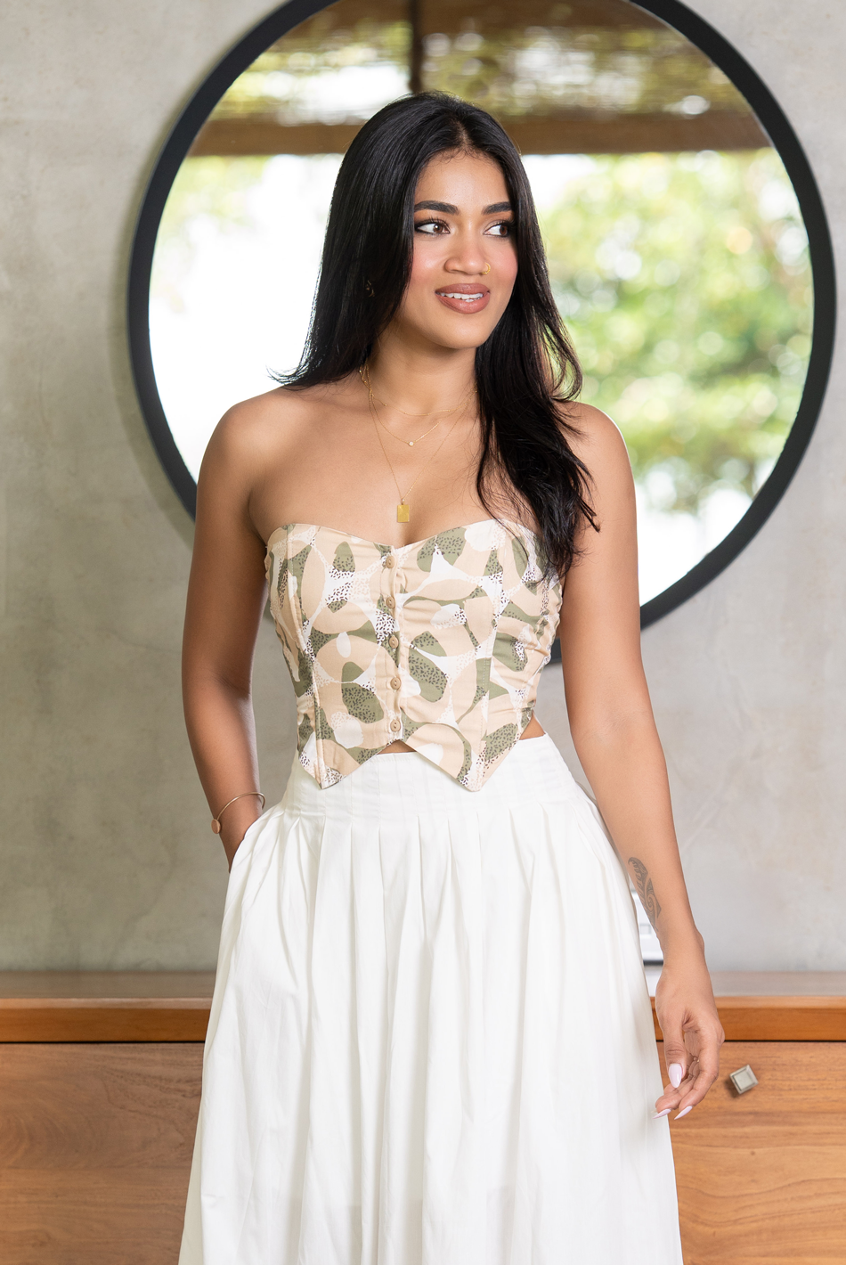 BAYLEEE ESMEE GREEN PRINTED TUBE TOP