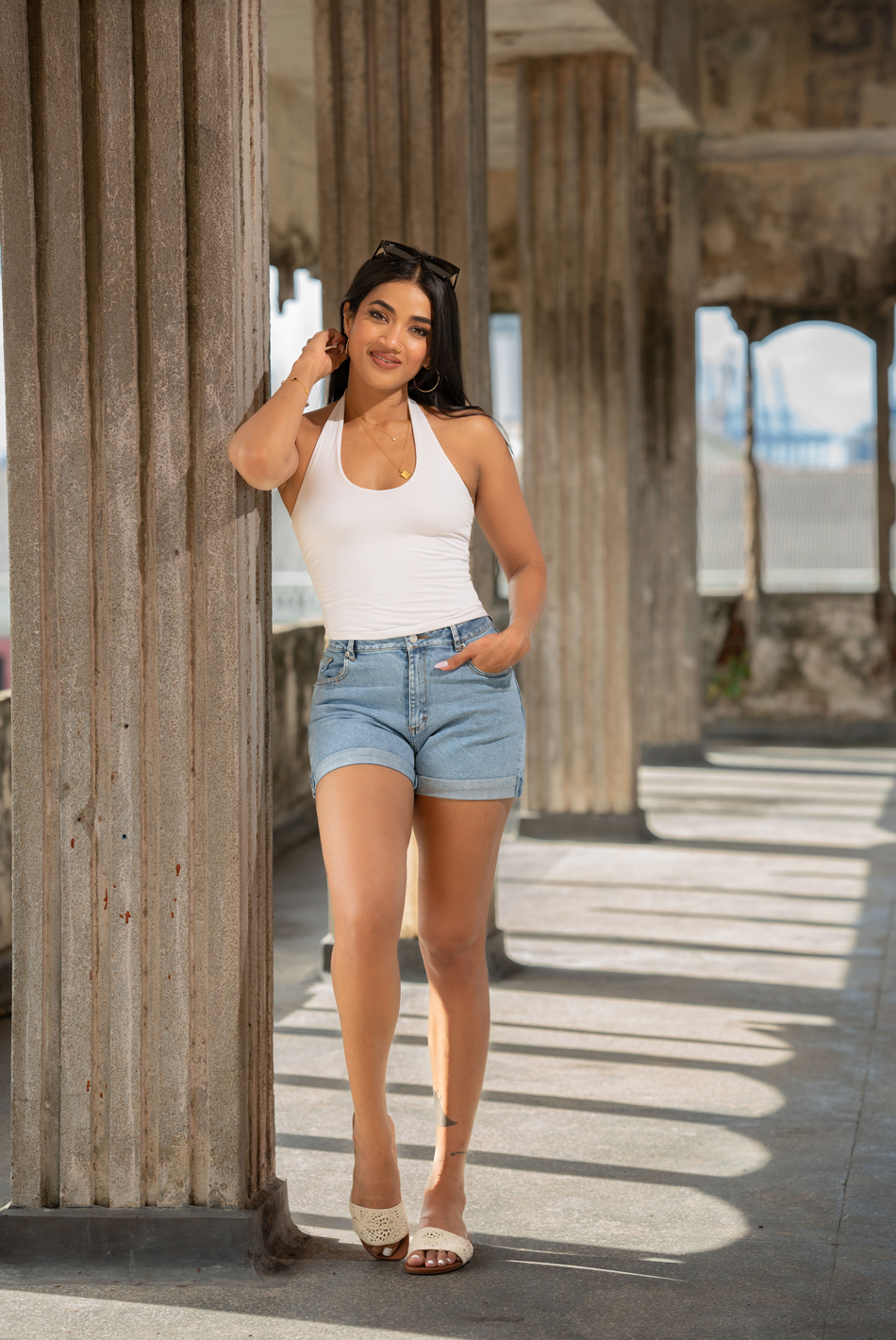 BAYLEEE QUINCY LIGHT BLUE DENIM SHORT