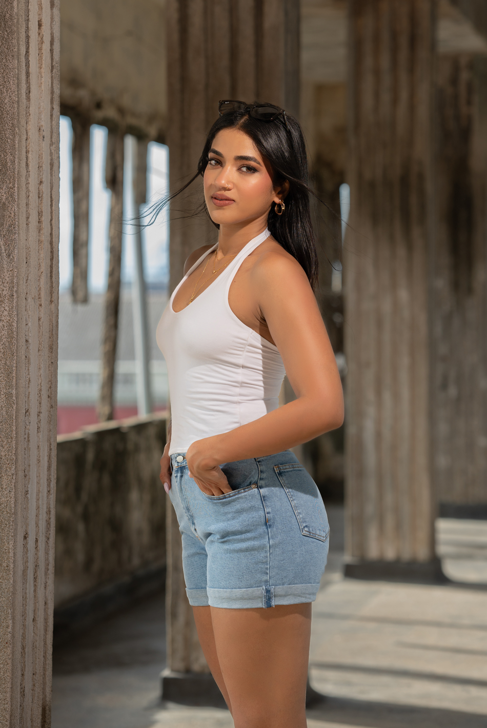 BAYLEEE QUINCY LIGHT BLUE DENIM SHORT