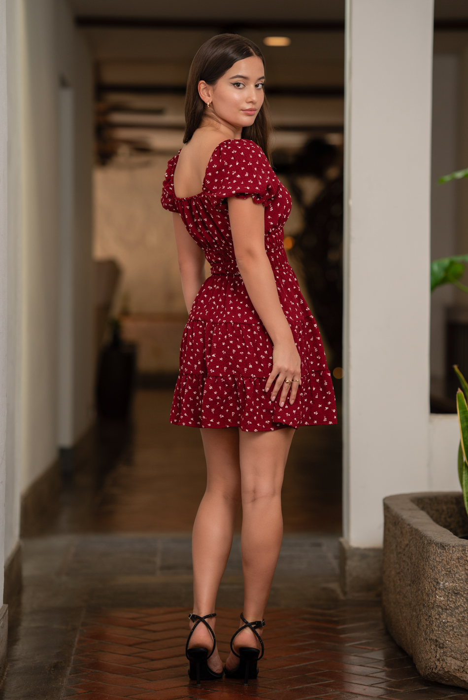 BAYLEEE NIMUE RED PRINTED MINI DRESS