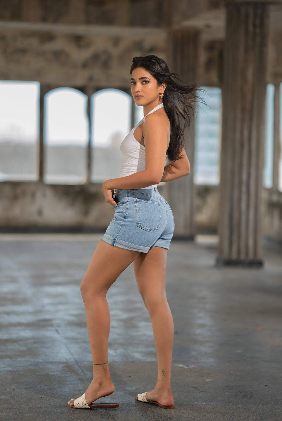 BAYLEEE QUINCY LIGHT BLUE DENIM SHORT