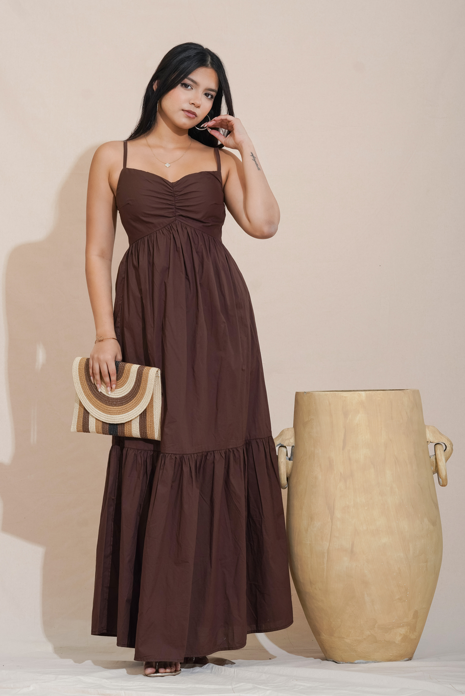 Bayleee Talissa Brown Maxi Dress