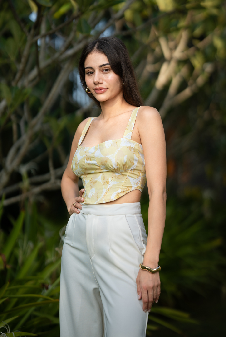 BAYLEEE BANSE YELLOW PRINTED TOP