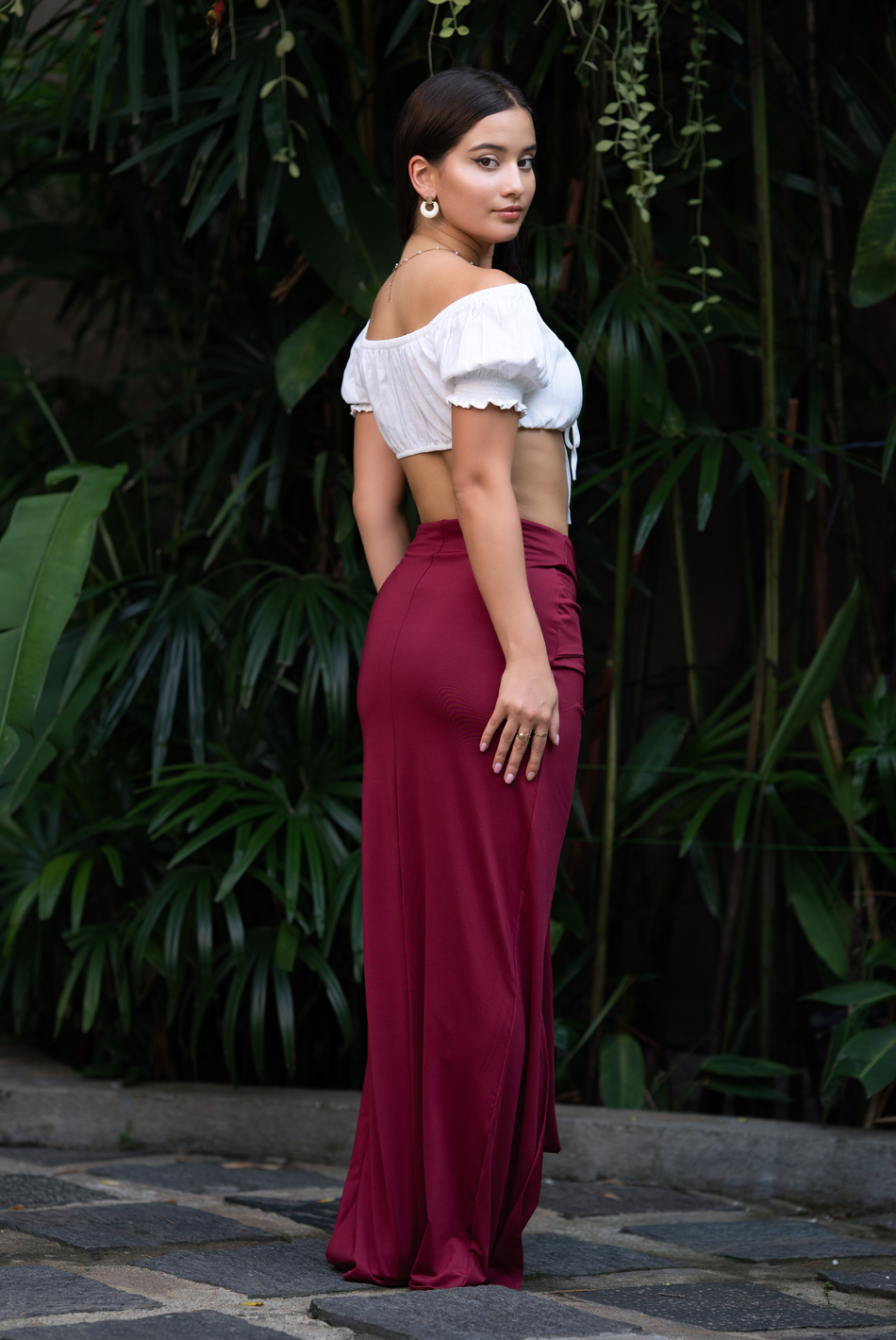 BAYLEEEE MAGNOLIA MAROON MAXI SKIRT