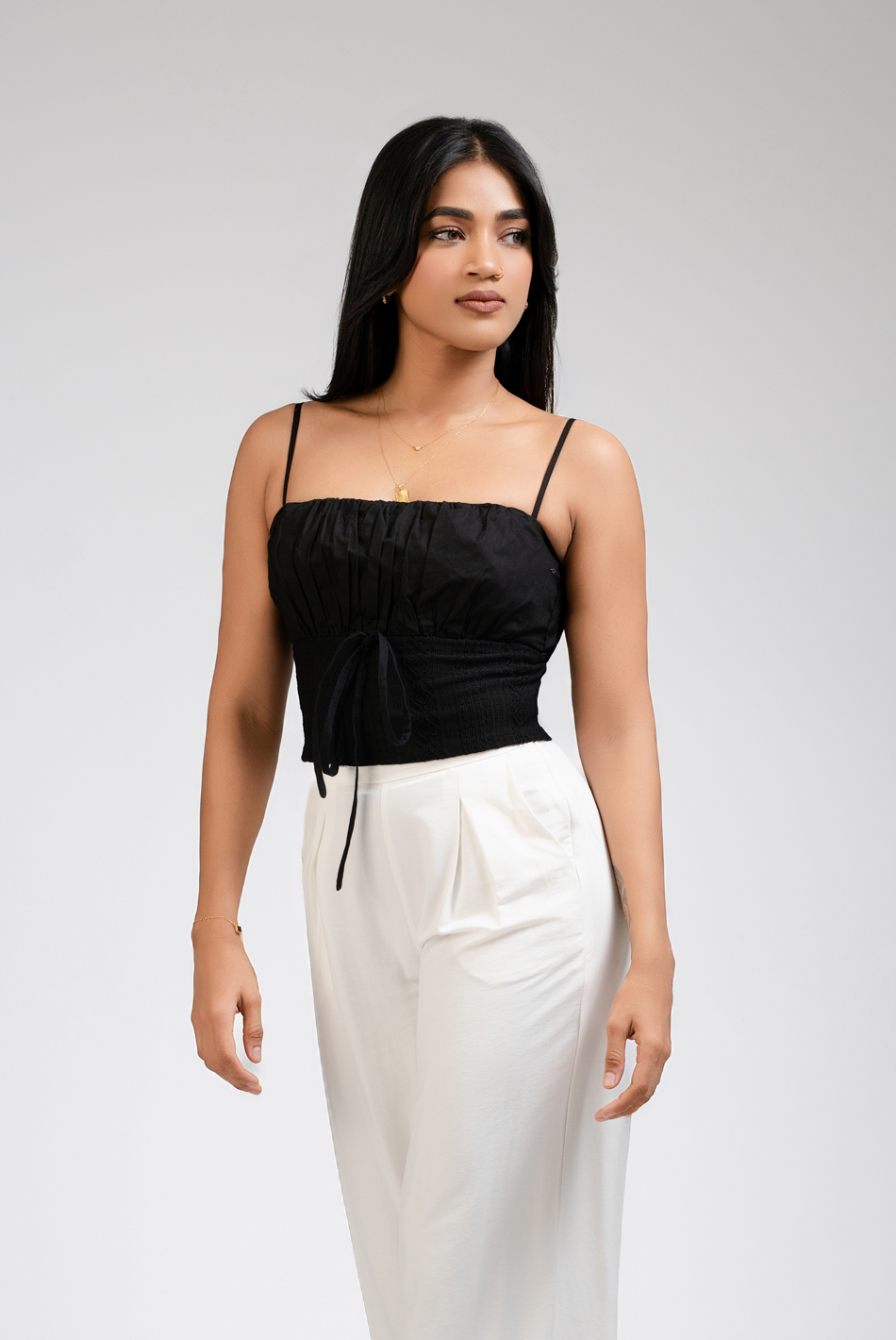 BAYLEEE SHEENA BLACK LACE DETAILED TOP
