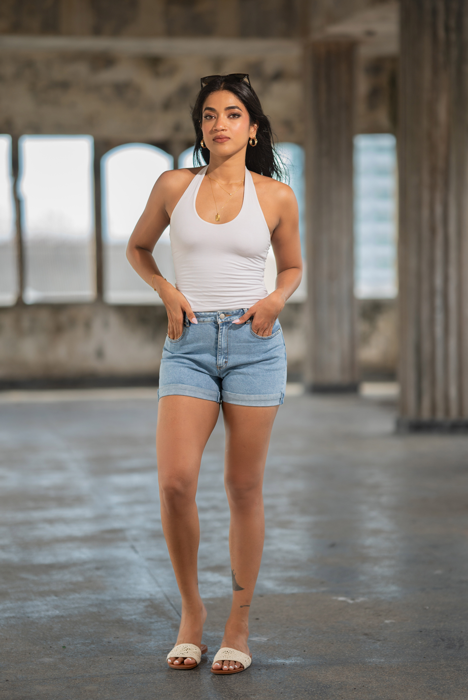 BAYLEEE QUINCY LIGHT BLUE DENIM SHORT